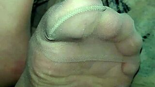 german chubby feet in sheer pantyhose tease up close