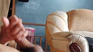 hey dude, i'm jerking my throbbing cock while sniffing her panties in the living room