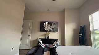 Sneaky Stepbro Rips Hole In Cute Ebony's Yoga Pants For Secret Fuck