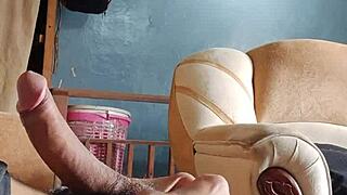 hey dude, i'm jerking my throbbing cock while sniffing her panties in the living room