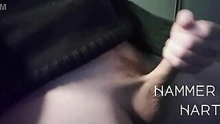 german mature strokes his massive hammer cock up close