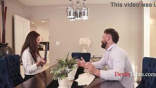 busty teen sneaks blowjob on hubby while wife frets over his cheating ways