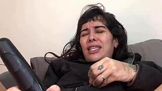 french emo cutie with huge ass fucks dildos anal and squirts in private homemade show