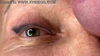 Mature Lady Eyes Covered in Huge Facial Cumshot