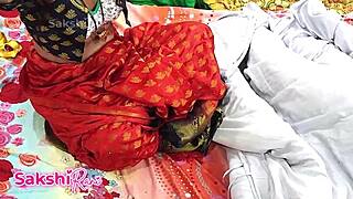 i feel the burning passion as desi bhabhi sakshi's hairy tight pussy gets hammered in steamy saree sex with dirty hindi talk, her big natural tits bouncing through missionary creampie orgasm.