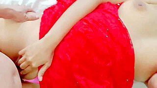 indian stepmom in red saree rides creampie with dirty hindi talk