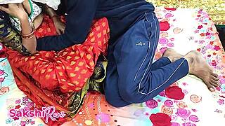 i feel the burning passion as desi bhabhi sakshi's hairy tight pussy gets hammered in steamy saree sex with dirty hindi talk, her big natural tits bouncing through missionary creampie orgasm.