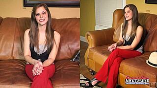 green eyed brunette livia deepthroats juicy cock swallows load