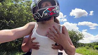 Hey stepmom picks me up after class with no bra flashing those huge tits?