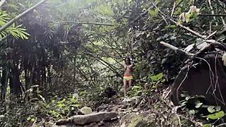 Topless Monika Fox Swallows Quickie Blowjob Cum In Jungle!