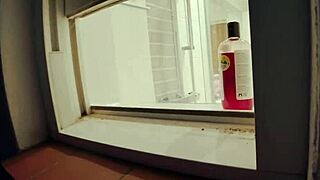 you spy on chubby british neighbor's wet pussy in steamy shower