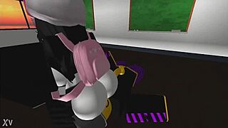 leo bends big tit girl over school desk fuck