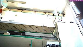 Whoa sexy blonde stepsis upskirt thong flash at work caught hidden 😍🔥