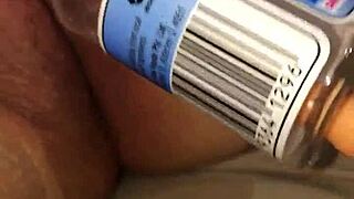 wife teases swollen clit with juicy homemade suction play