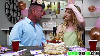 Eighteen-Year-Old Blonde Stepdaughter Sucks and Fucks Daddy in Family Tradition