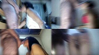 latina milf kneels for deep blowjob swallowing every cum drop