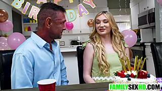 Eighteen-Year-Old Blonde Stepdaughter Sucks and Fucks Daddy in Family Tradition