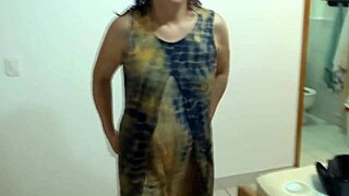 Watch stepmom dress undress at beach while i secretly jerk off