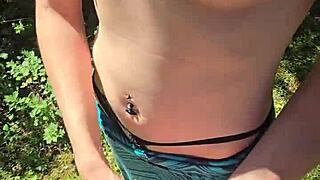 Wife Jerks Husband Off Quickly During Outdoor Walk in Skirt