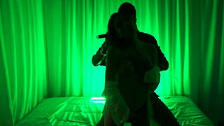 Yaira gropes her big natural tits and pussy while brushing long hair around house teasing