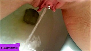 Pounding My Dripping Shaved Pierced Pussy in the Bathroom Like a Horny Beast