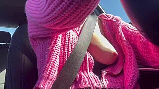 italiana milf artemisia flashes her juicy big tits during sexy car ride