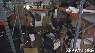 young tight pussy slut fucked rough missionary in shop, you won't believe how she sucks cock