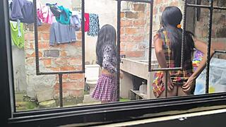 housewives turn laundry day into secret slut sessions