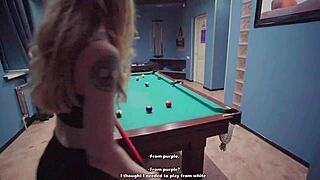 gorgeous tall european teen with tight wet pussy gets fucked hard doggystyle on pool table by monster cock