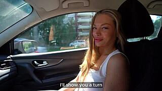 he picks up nude blonde artist for juicy pussy licking and creampie drive home