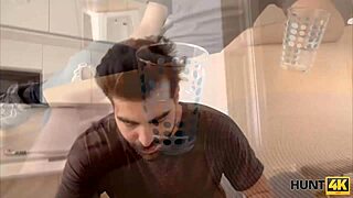 hunter pays friend's gf for desk blowjob n pussy lick while cuck watches tan lines