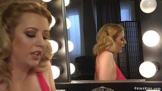 busty blonde wife ties up alt hubby for strapon torment fun