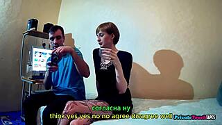 step cousin in red lingerie poses hot then drops to suck cock before riding wet