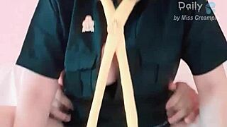 asian student juicy big pussy skirt ridin cowgirl creampie tight wet homemade