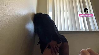 the beautiful 18 year old tgirl alone in her room gets so horny she cant help herself