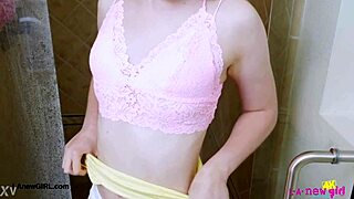 hey that bright-eyed blonde teen hops in shower for steamy casting