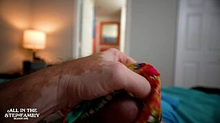 stepmom's bikini gets me hard she jerks and sucks my huge cock to cum fast