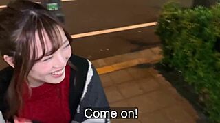 Skinny Japanese babe begs for creampie after mocking pickup fuck