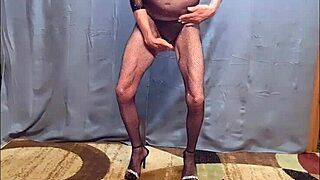 busy-bottom rocks new fishnet body stocking and heels in hd update.