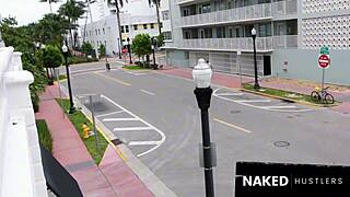 Light skin brown bunny drops her phat ass down on that stiff cock, riding wet pussy cowgirl style outdoors.