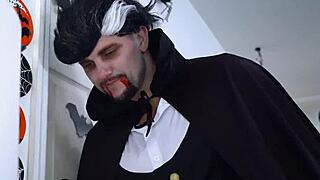 halloween heels stockings hug chocolate teen's petite pussy just right