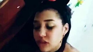 check out this sexy latina wife from usa shaking her huge natural tits while fucking