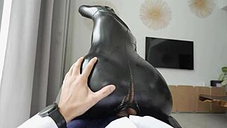 Brunette secretary ditches condom sparking boss's unexpected office finish mishap