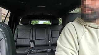 Blonde big tits babe waxes girlfriend pussy in Uber to strip club!