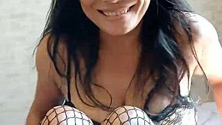 thai bbw brunette babe poses sexy in lingerie showing huge natural tits big ass pussy