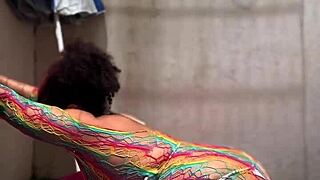 bbw does yoga stretches in tiny pool bending over to fart loudly showing huge curvy ass and natural tits