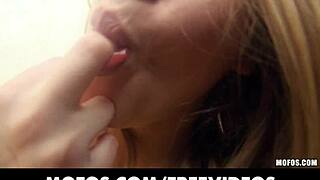 Suggestive blonde babe spreads wide playing with her favorite toys