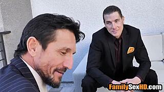 Lesbian brides tempt stepdads in forbidden foursome intrigue