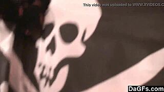 sexy caribbean pirate teen rips clothes strips pussy on cam