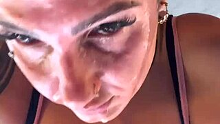 Sweaty Gym Workout Dripping Down Tanned Body